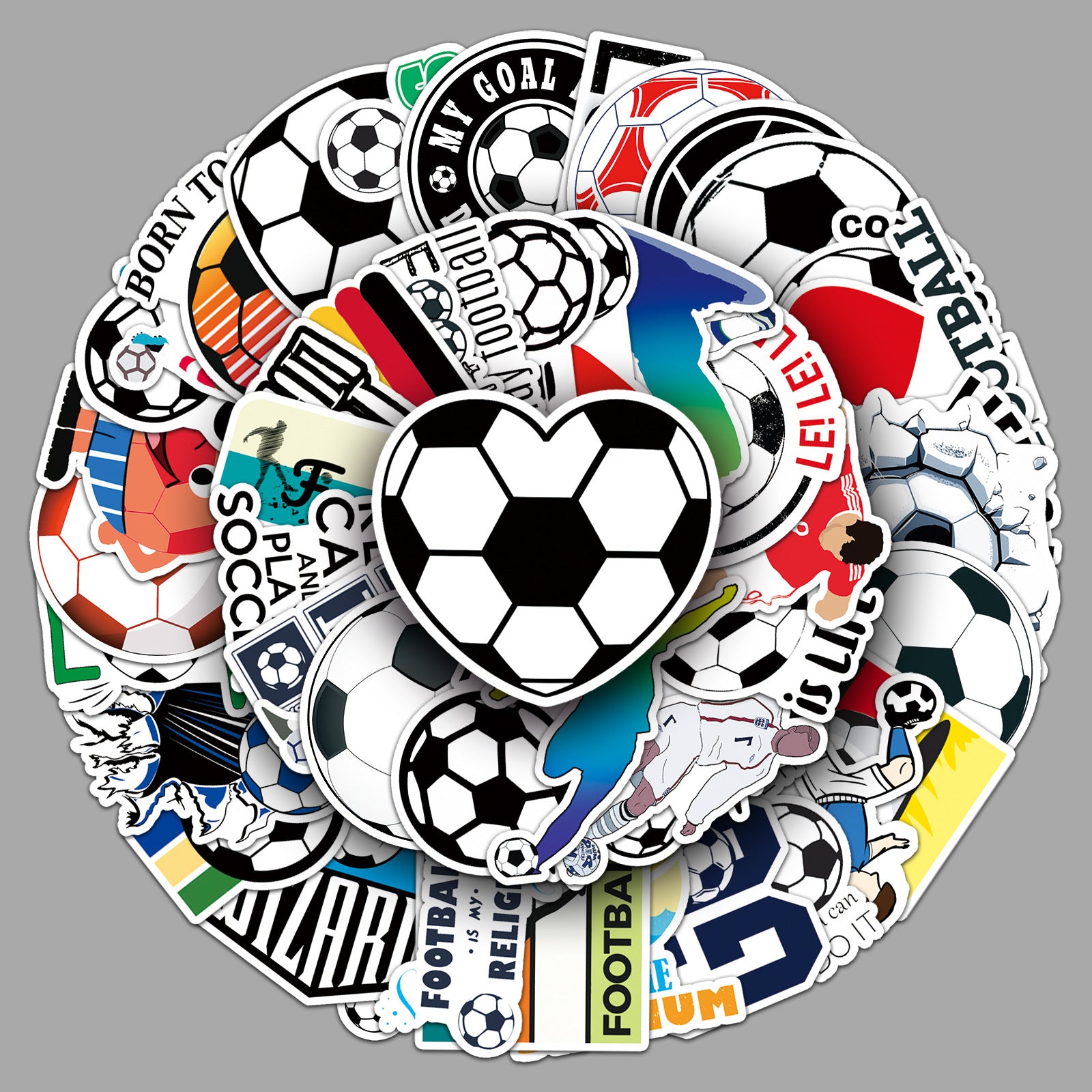 Football Stickers – 50Pcs Sport Designs – High-Definition Waterproof PVC – For Water Bottles, Laptops, Skateboards, Suitcases, Phones – Kawaii Stickers Kawaii Stickers