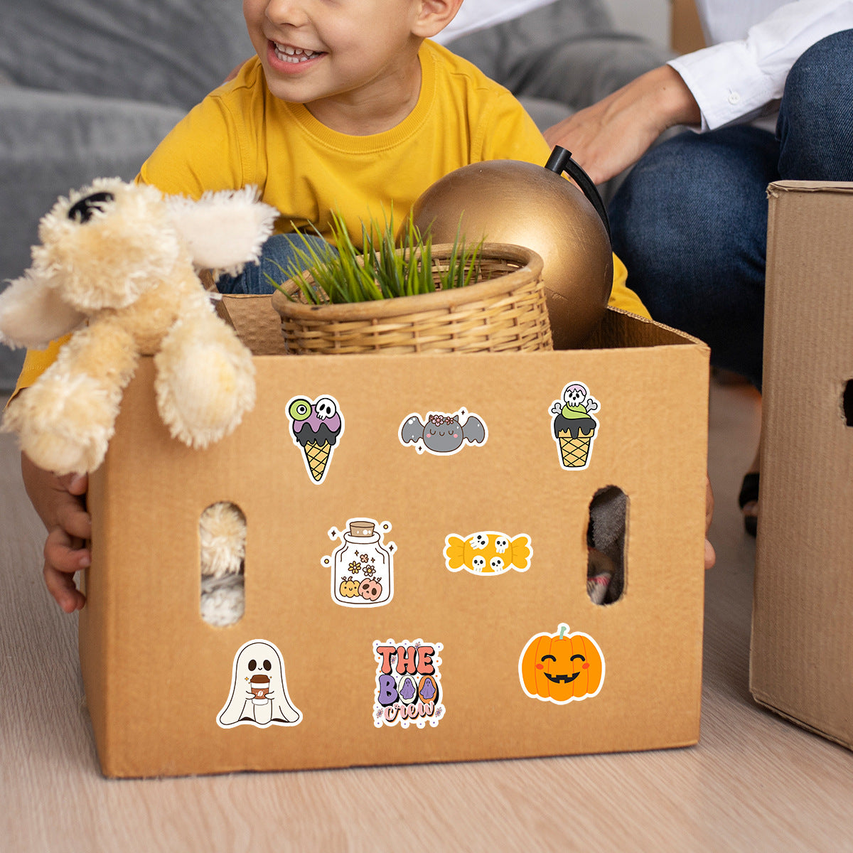 50pcs Halloween Ghost Graffiti Stickers – Waterproof Vinyl Stickers for Phones, Water Bottles, Laptops Kawaii Stickers