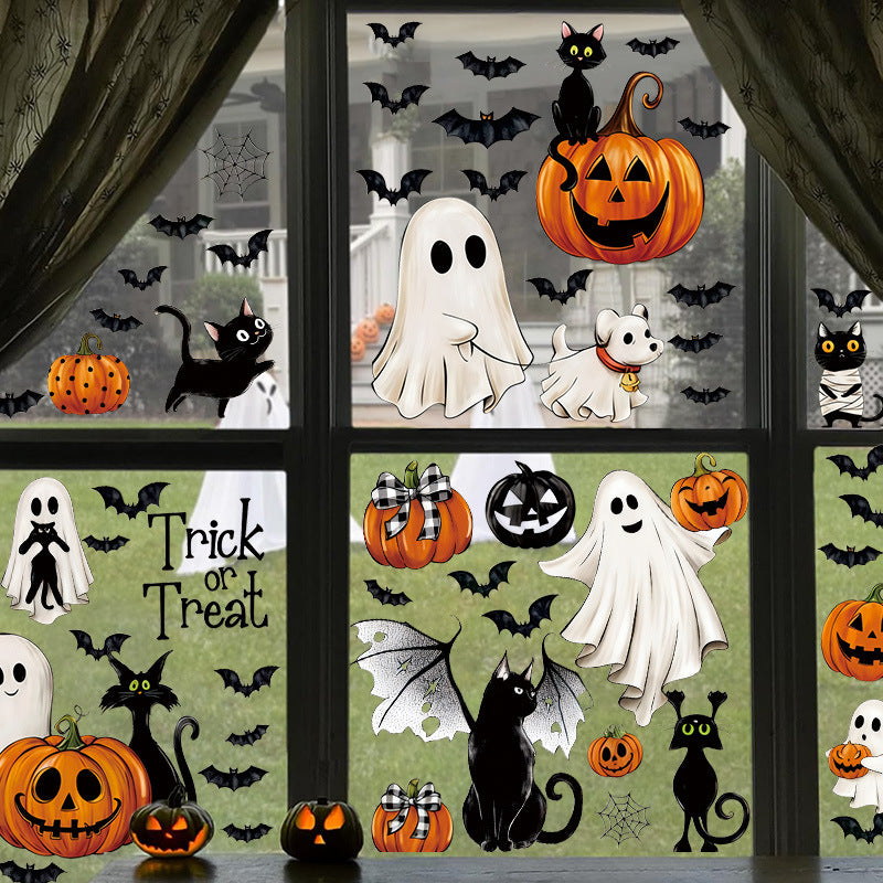 🎃 Cute Halloween Pumpkin Window Stickers – Autumn Glass Décor PVC Self-Adhesive Kawaii Stickers