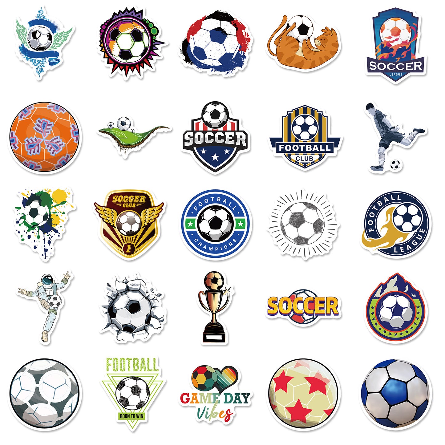 🏆 50Pcs Trophy Football Stickers – World Cup & European Cup Edition ⚽✨ Kawaii Stickers