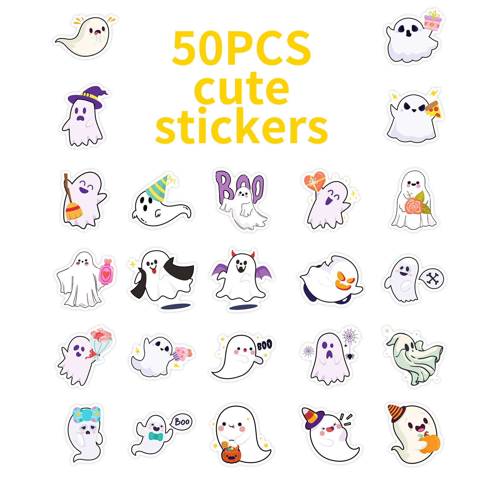 50pcs cute Halloween ghost graffiti stickers Kawaii Stickers