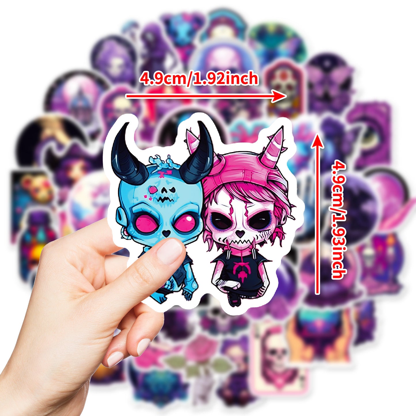 Halloween Stickers | 50pcs Purple Gothic Skull Halloween Sticker Pack