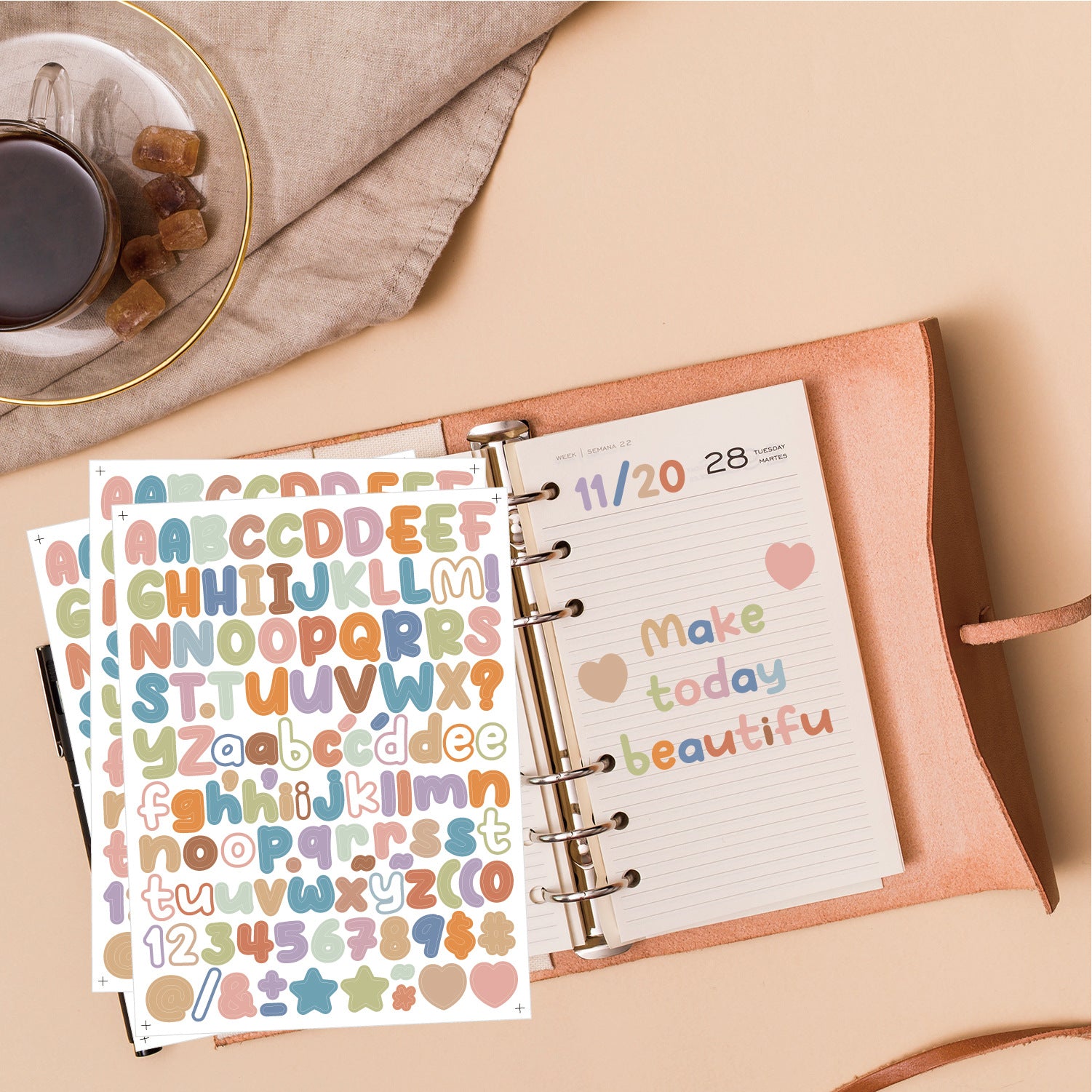 10PCS 0.5 Inch English Alphabet Stickers Small Size Decorative Scrapbook Letter Stickers Waterproof Stickers Kawaii Stickers
