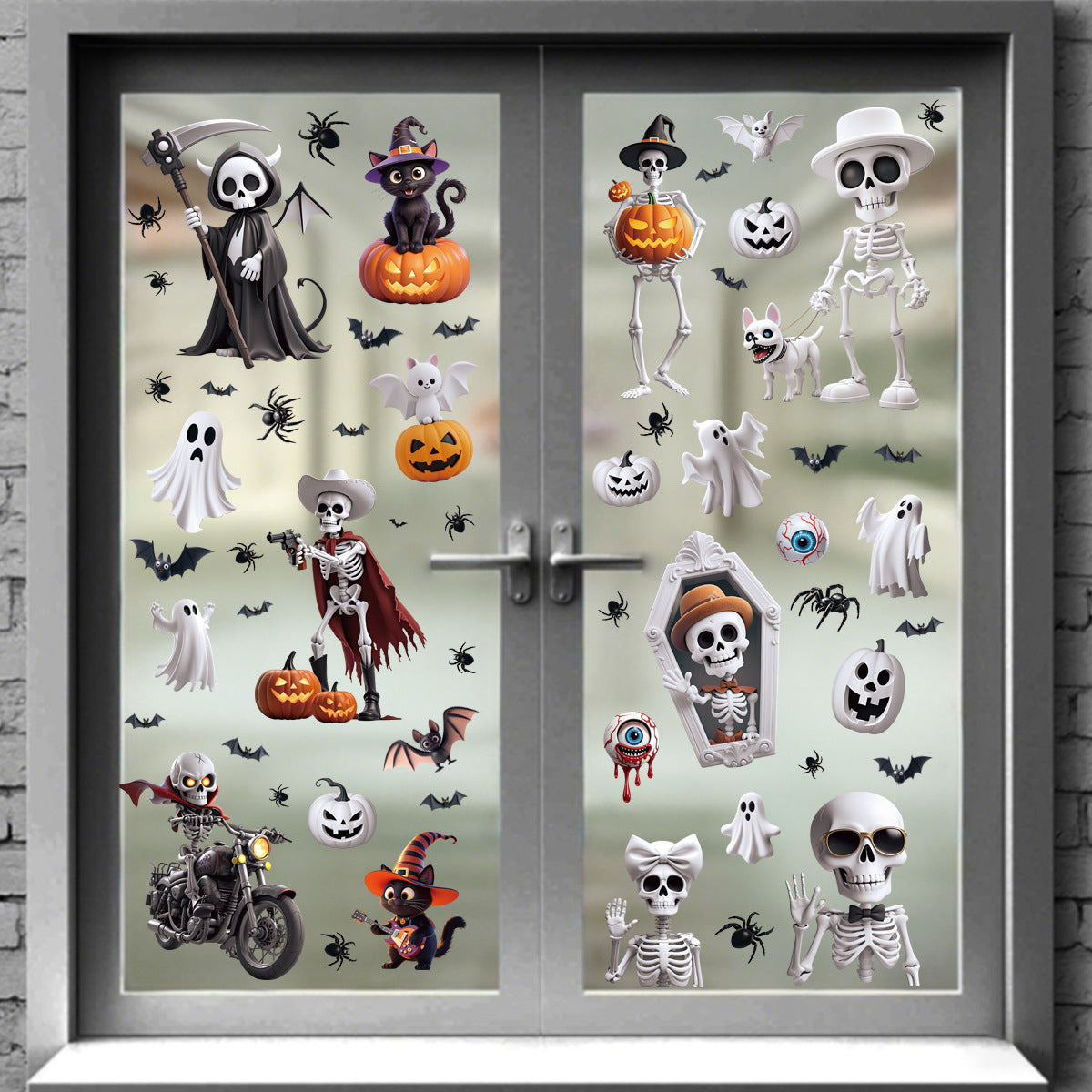 Spooky Halloween Window Stickers – Bats, Pumpkins & Ghosts 🎃🕸️ Kawaii Stickers
