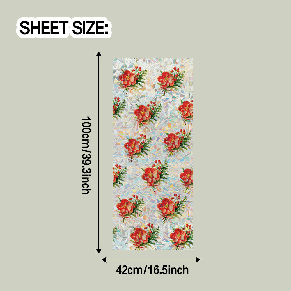 🌺 Holographic Red Flowers & Red Berries Window Stickers – Bright & Colorful 🌺 Kawaii Stickers