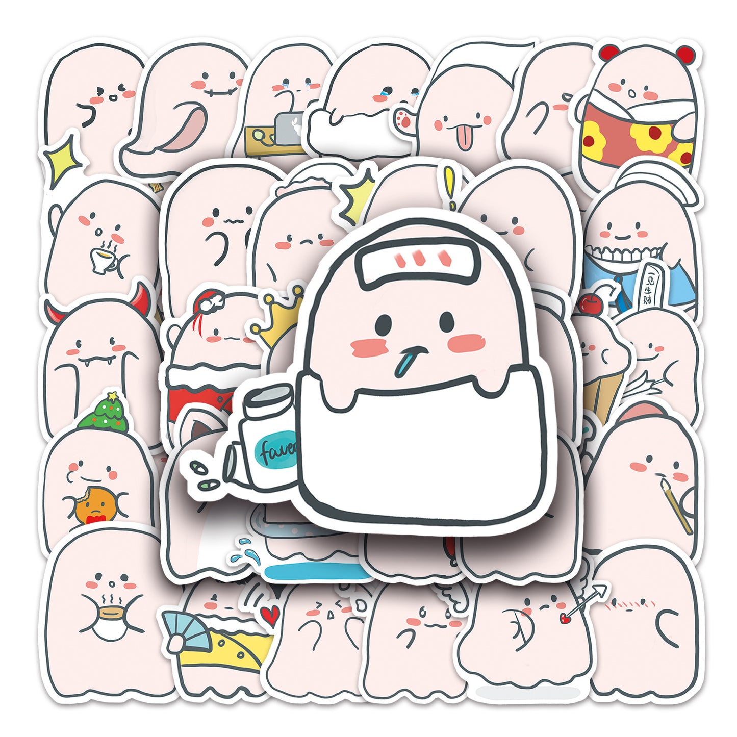 Halloween Stickers  Cute Ghost Graffiti Halloween Sticker (50pcs)