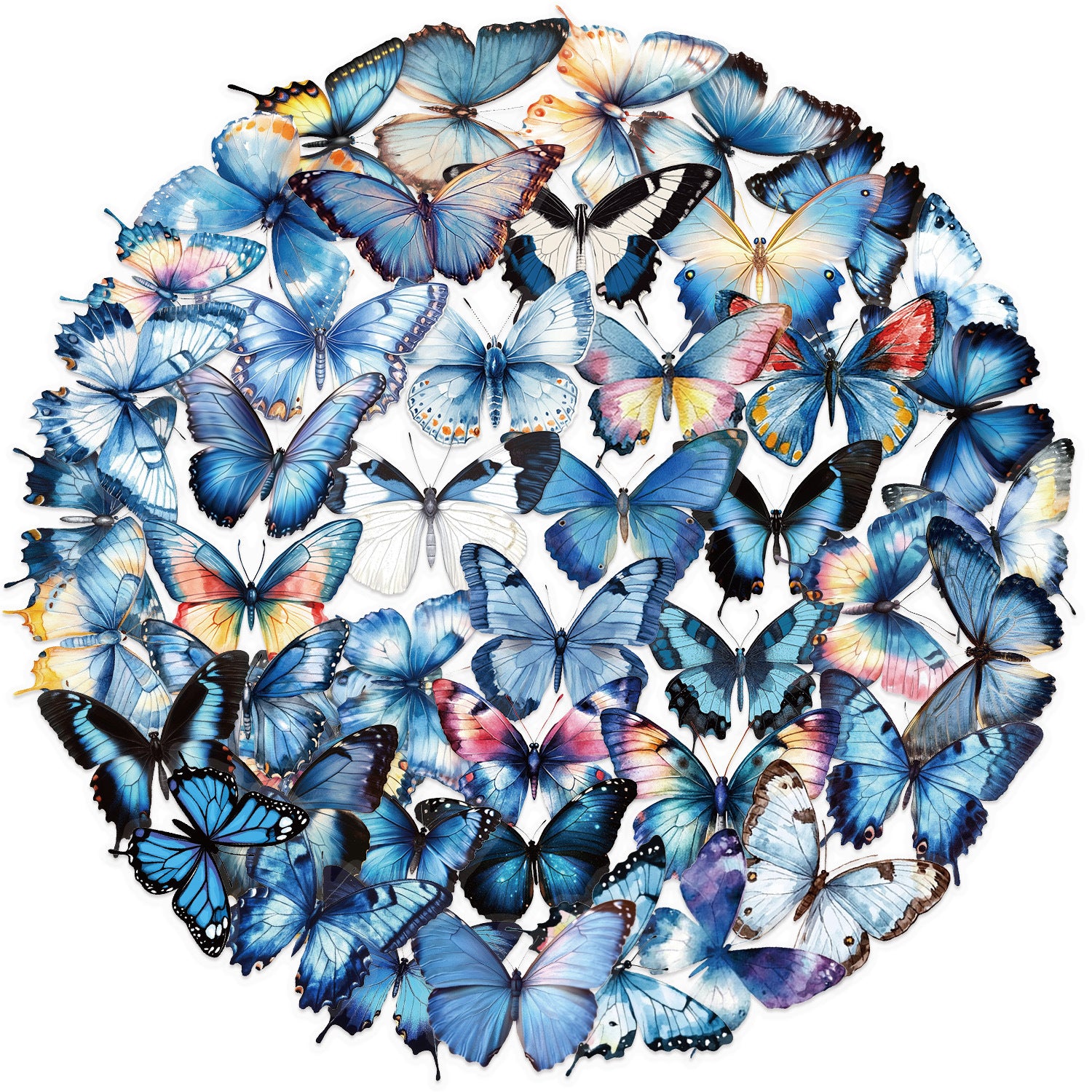 🦋🌈 50pcs Colorful Transparent Butterfly Stickers | Waterproof PET Stickers for Journals, Notebooks, Cups ☕, Guitars & DIY Crafts 🎨✨ Kawaii Stickers