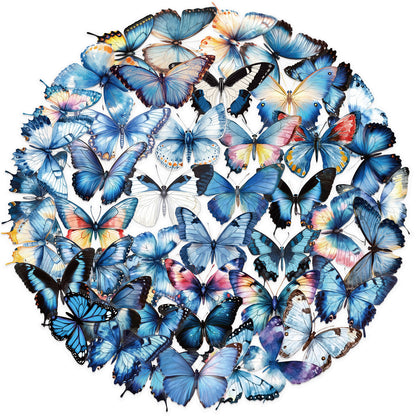 🦋🌈 50pcs Colorful Transparent Butterfly Stickers | Waterproof PET Stickers for Journals, Notebooks, Cups ☕, Guitars & DIY Crafts 🎨✨ Kawaii Stickers