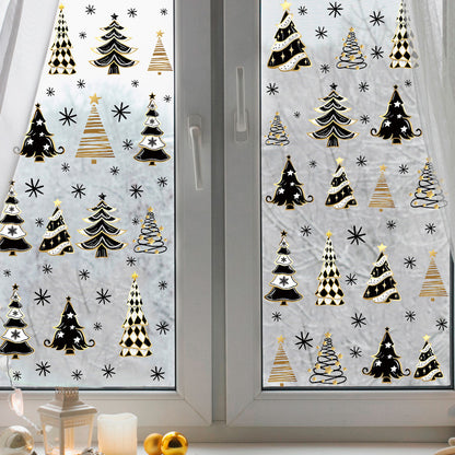 Elegant Gold Christmas Tree Stickers for Window Decor