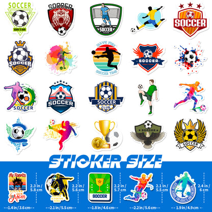 Football Stickers – 50Pcs Sport Designs – High-Definition Waterproof PVC – For Water Bottles, Laptops, Skateboards, Suitcases, Phones – Kawaii Stickers Kawaii Stickers