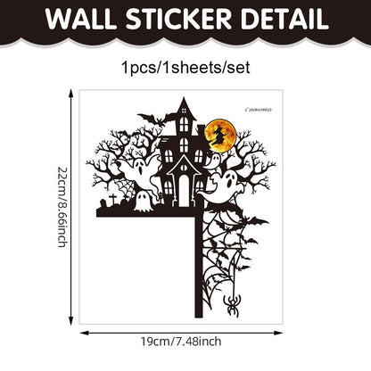 🎃 Halloween Stickers Ghost Witch Silhouette Party PVC Self-Adhesive Wall Decals 👻 Castle Stickers C*1set Kawaii Stickers