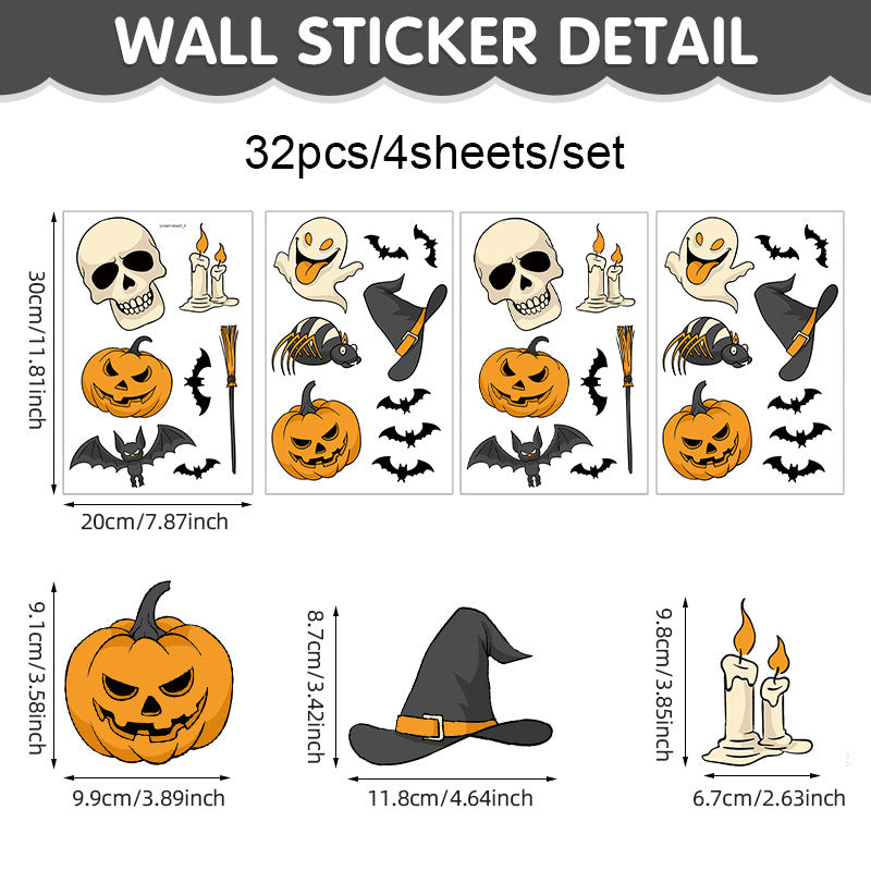 🎃 Cute Halloween Stickers – Cartoon Devil, Pumpkin & Ghost Window Stickers 🕸️ Kawaii Stickers