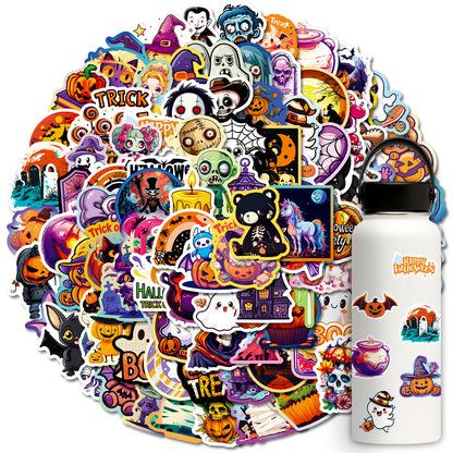Halloween Stickers | 100pcs Pumpkin Ghost Waterproof Stickers