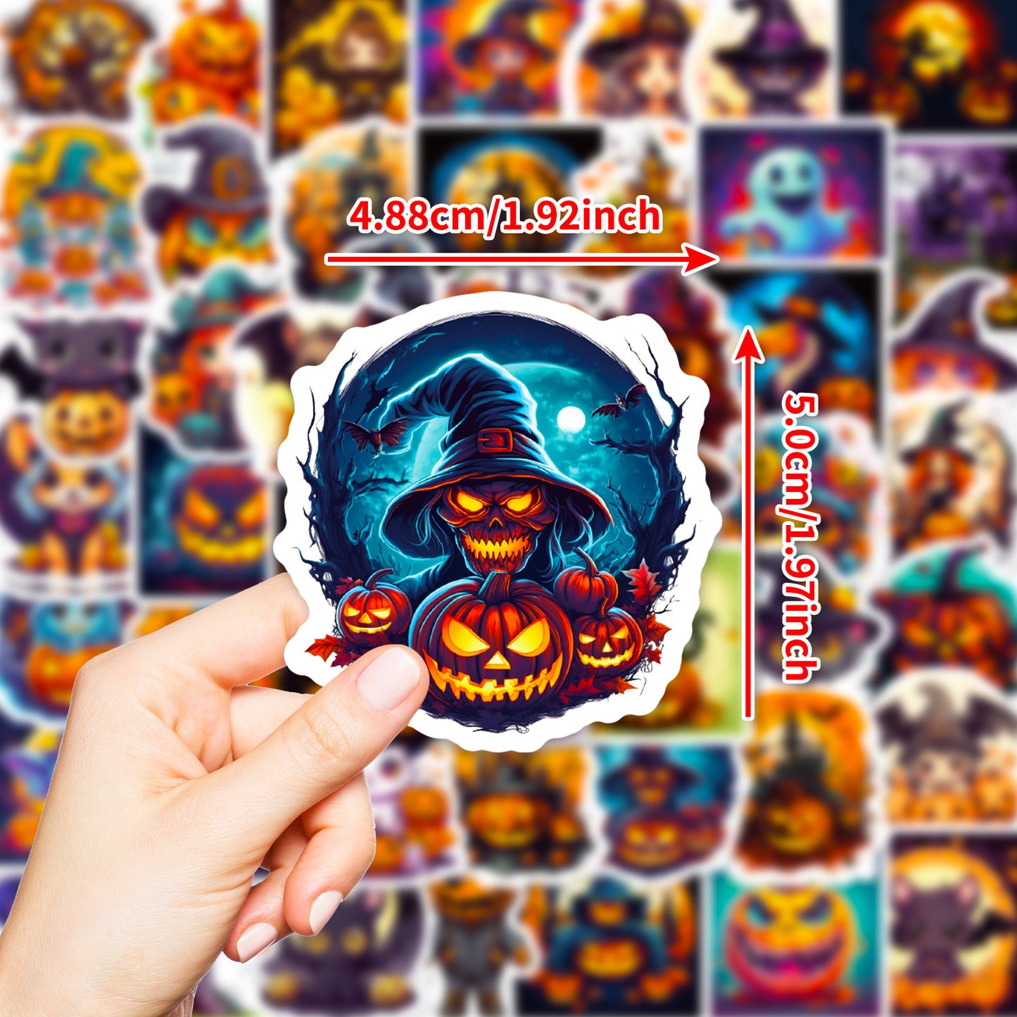 Halloween Stickers – 50pcs Pumpkin  Skull DIY Halloween Stickers
