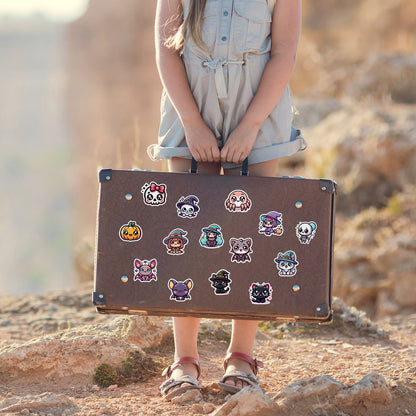 🎃 50pcs Cute Halloween Stickers Pack – Waterproof PVC Laptop Water Bottle Decorations Kawaii Stickers