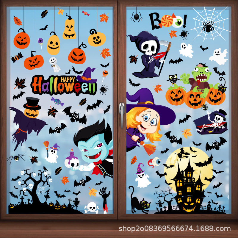 🎃 Halloween Window Stickers – Party Décor with Pumpkins, Spiders & Ghosts – Static-Cling Double-Sided Glass Decals for Windows, Doors & Walls Kawaii Stickers