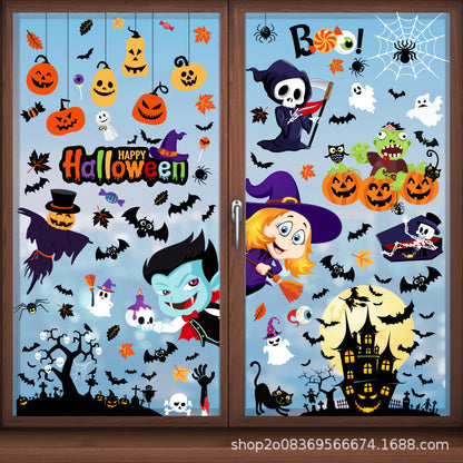 🎃 Halloween Window Stickers – Party Décor with Pumpkins, Spiders & Ghosts – Static-Cling Double-Sided Glass Decals for Windows, Doors & Walls Kawaii Stickers