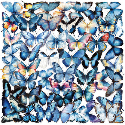 🦋🌈 50pcs Colorful Transparent Butterfly Stickers | Waterproof PET Stickers for Journals, Notebooks, Cups ☕, Guitars & DIY Crafts 🎨✨ Kawaii Stickers