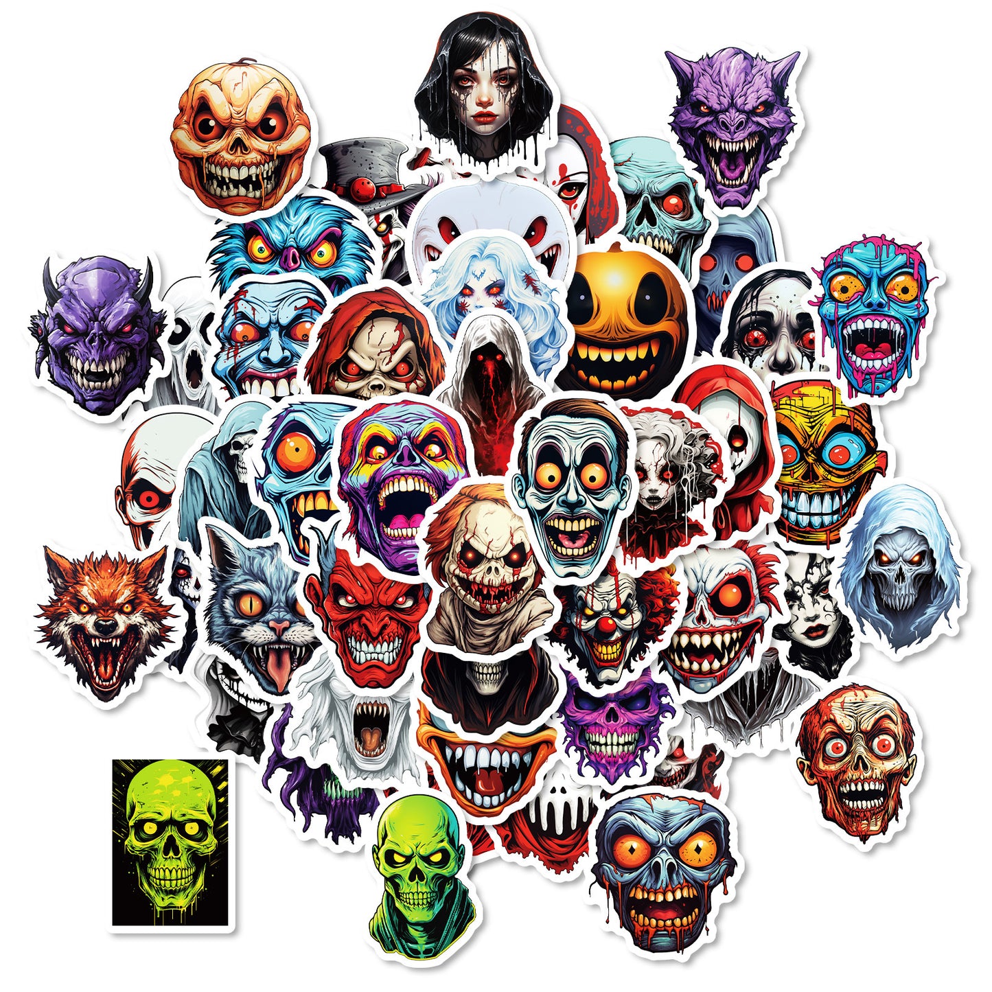 Halloween Stickers – 50pcs Scary Creepy Face DIY Stickers