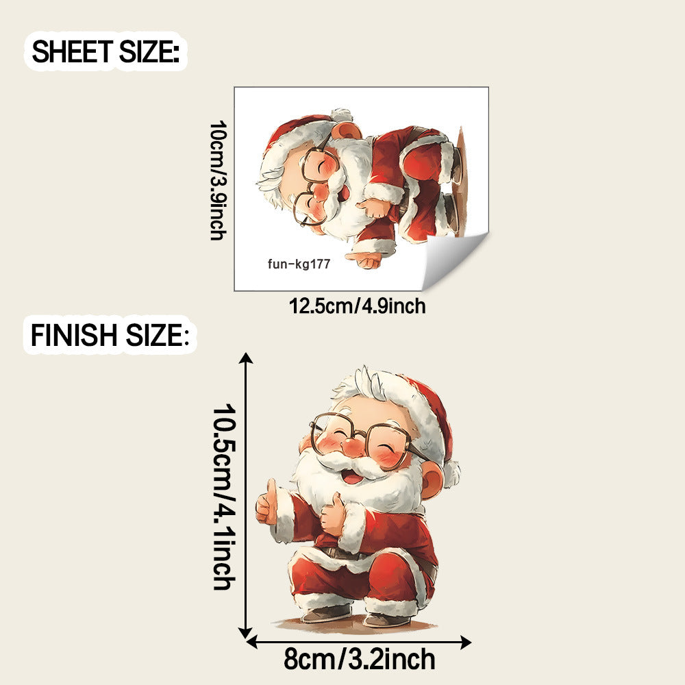 🎅 Thumbs-Up Santa Christmas Wall Stickers – Cute Self-Adhesive PVC Décor 🎄✨ Kawaii Stickers