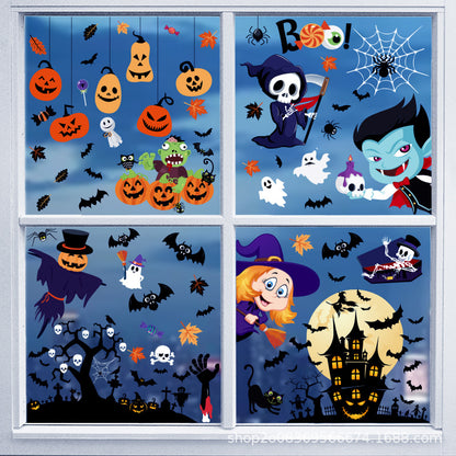 🎃 Halloween Window Stickers – Party Décor with Pumpkins, Spiders & Ghosts – Static-Cling Double-Sided Glass Decals for Windows, Doors & Walls Kawaii Stickers