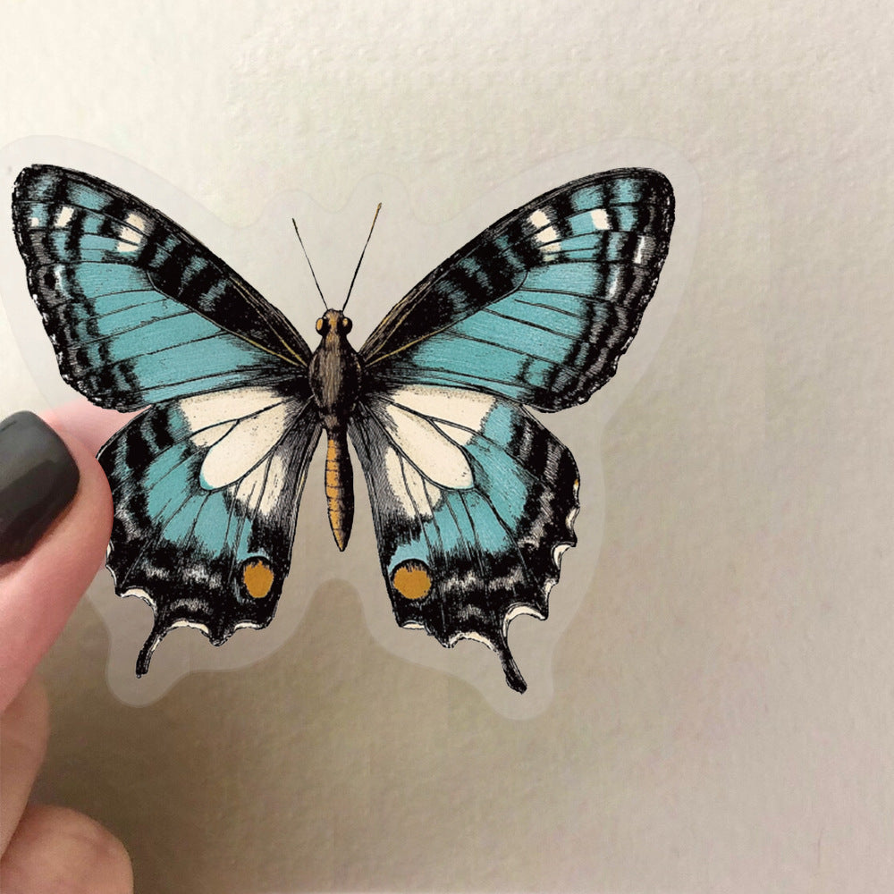 50pcs Transparent Vintage Butterfly & Plant Stickers | Waterproof PET Stickers for Journals, Notebooks, Cups & Guitars Kawaii Stickers