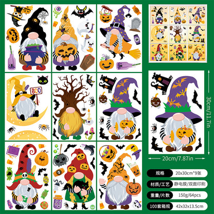 🎃✨ Latest Halloween Window Stickers – Static-Cling Glass Decals with Pumpkins, Bats, Ghosts & Gnomes – Double-Sided Party Decorations Kawaii Stickers