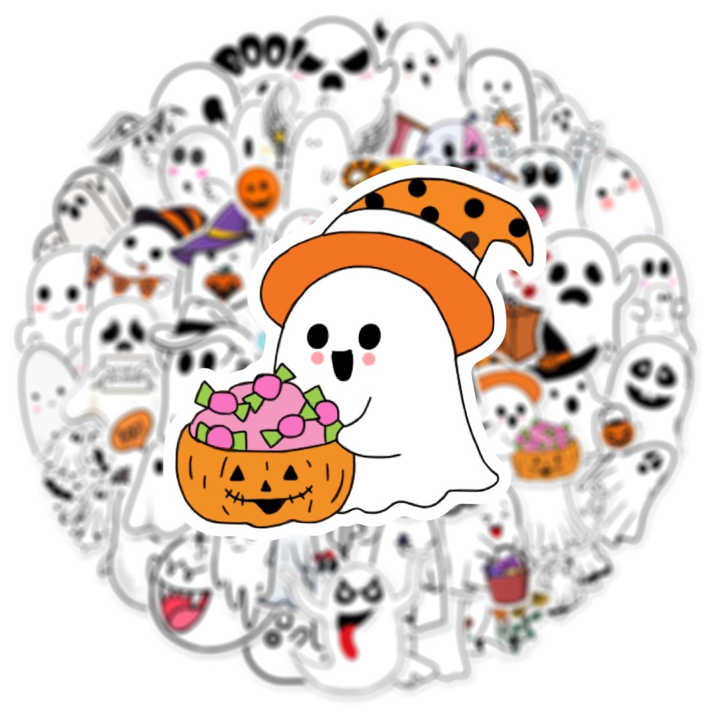 Halloween Stickers Kawaii Stickers Ghost Decals (50pcs)