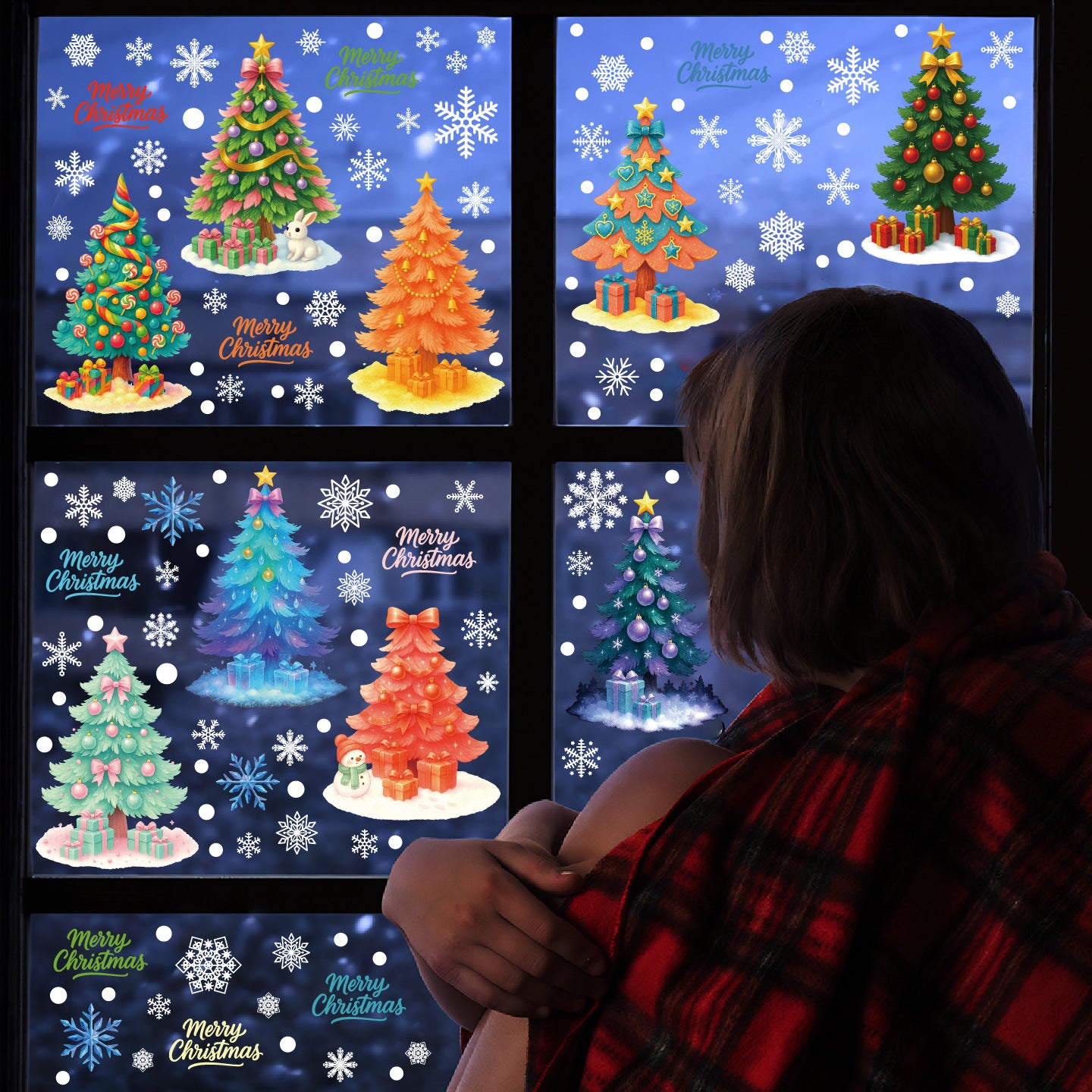 Christmas Tree Stickers – Reusable Static PVC Decal