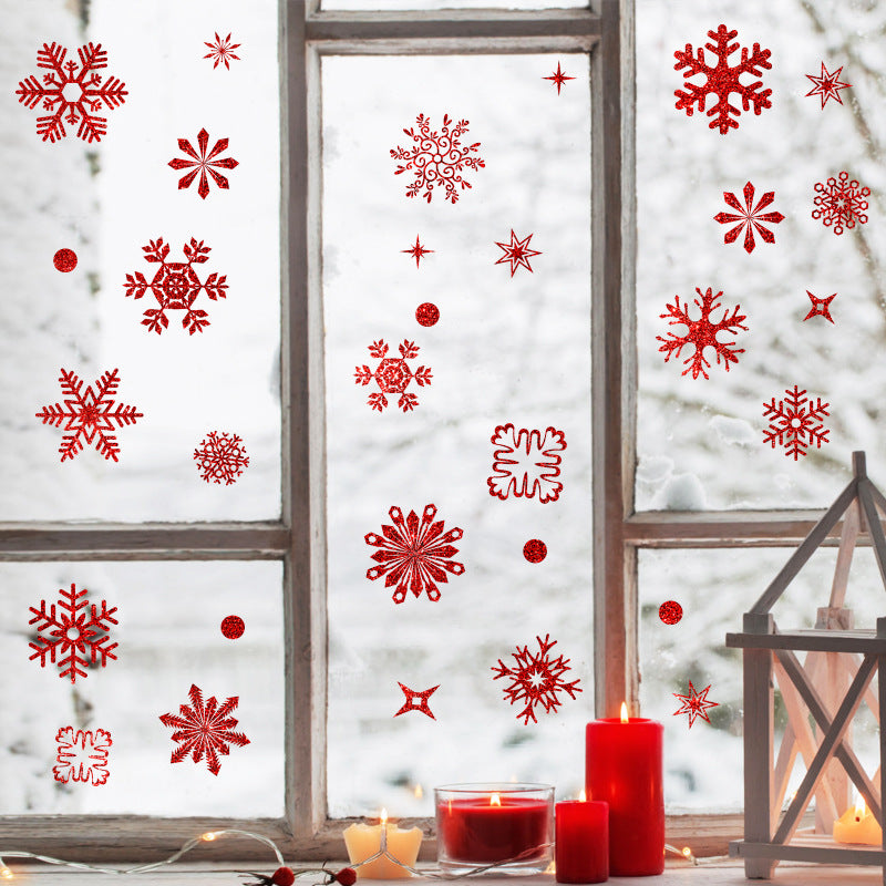 🎄 Christmas Decoration Snowflake Santa Tree Ornaments Window Stickers – Static Cling Glass Decals 🎅❄️