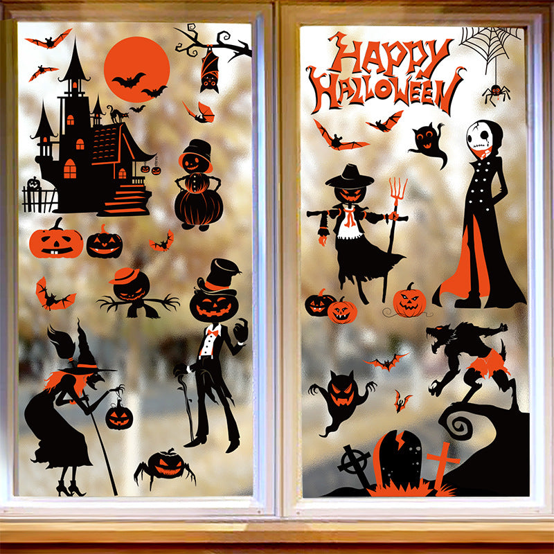 Halloween Window Stickers-Spooky Haunted Castle – Double-Sided Static Cling Ghost, Pumpkin & Zombie Glass Décor 👻🕸️ Kawaii Stickers