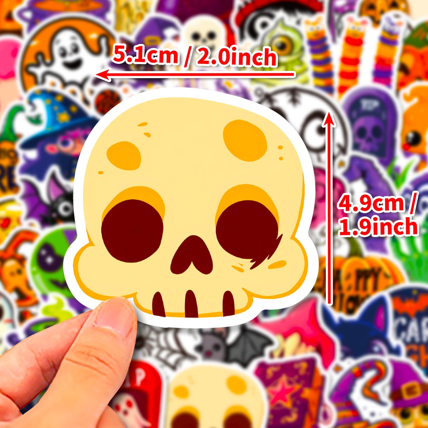 Halloween Stickers – 50Pcs Cute Ghost, Spider & Bat Cartoon DIY Stickers