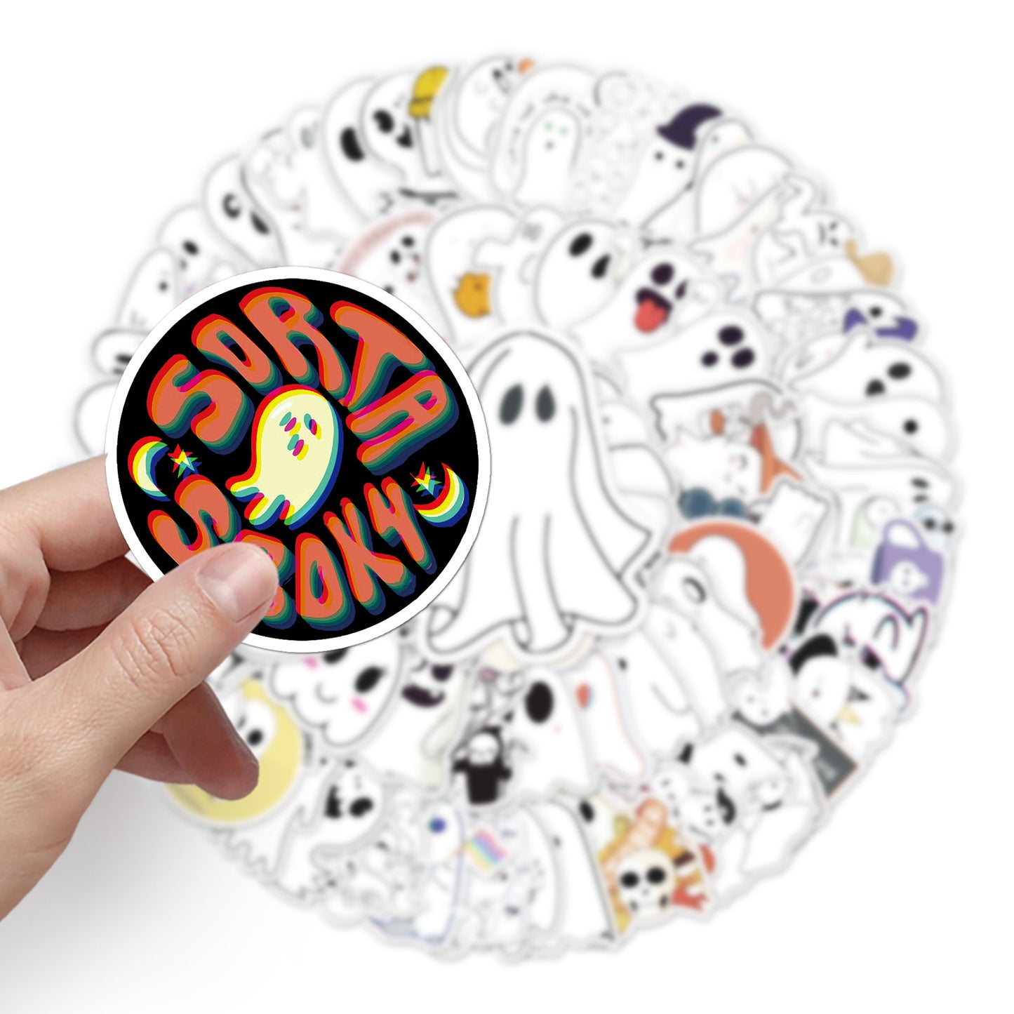 Halloween Stickers – Adorable Ghost Decals for Spooky Fun(100pcs)