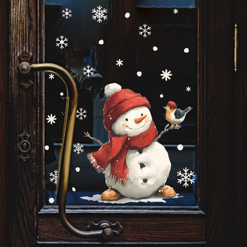 ☃️Snowflake Window Stickers Cartoon Snowman, Birds ❄️✨ | Static Cling Glass Decals for Holiday Home & Shop Decor 🎄 Kawaii Stickers