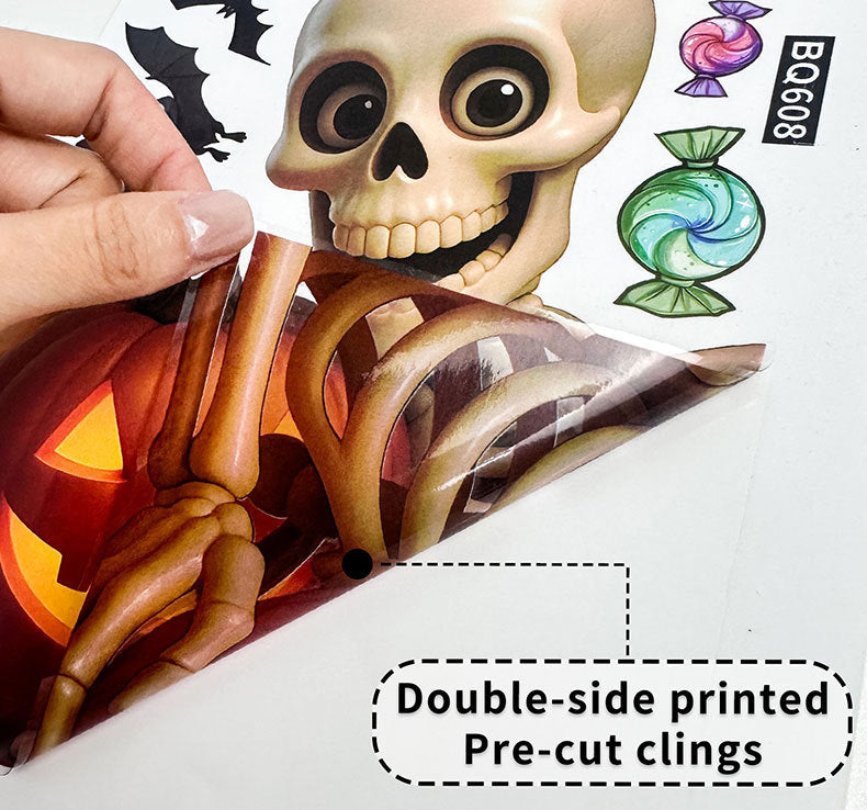 💀 Halloween Skull & Pumpkin Glass Window Stickers – Spooky Fun Decor 🎃 Kawaii Stickers