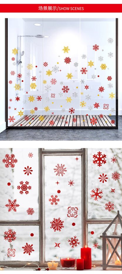 🎄 Christmas Decoration Snowflake Santa Tree Ornaments Window Stickers – Static Cling Glass Decals 🎅❄️