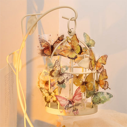 40PCS Butterfly Sticker Book – White Ink & Color Ink Botanical Collection – Scrapbook & Journal Vinyl Decals Kawaii Stickers