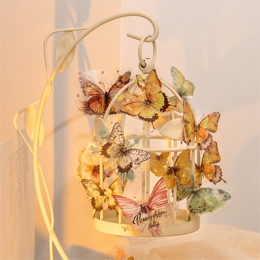 40PCS Butterfly Sticker Book – White Ink & Color Ink Botanical Collection – Scrapbook & Journal Vinyl Decals Kawaii Stickers