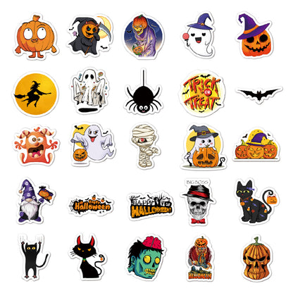 🕸️ Halloween Stickers Cartoon Graffiti Holographic Vinyl Set – 50PCS 🎃👻✨ Kawaii Stickers