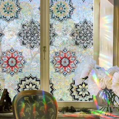🌸 Holographic Mandala Flower Window Stickers – Colorful & Mindful Home Decor 🌸 Kawaii Stickers