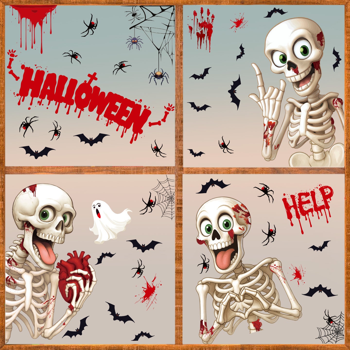 💀 Halloween Skeleton & Ghost Window Stickers – Spooky Fun for Your Home 🎃 Kawaii Stickers