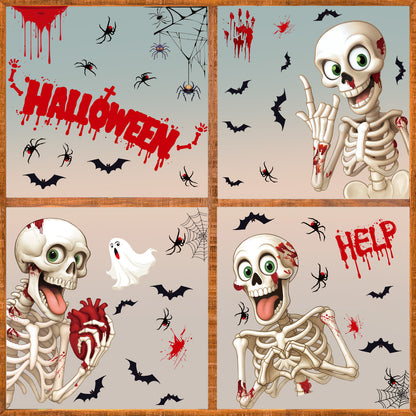 💀 Halloween Skeleton & Ghost Window Stickers – Spooky Fun for Your Home 🎃 Kawaii Stickers