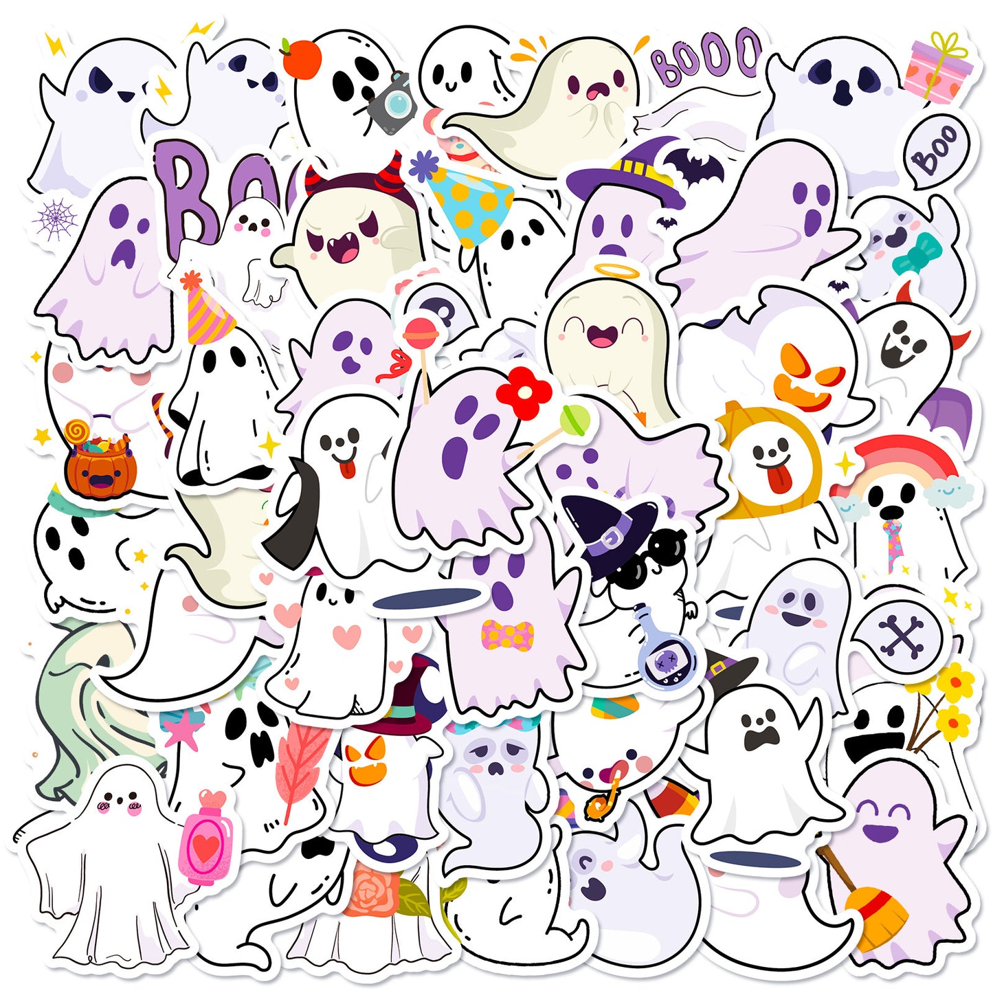 halloween stickers – Cute Ghost Stickers Set for Spooky DIY Decor