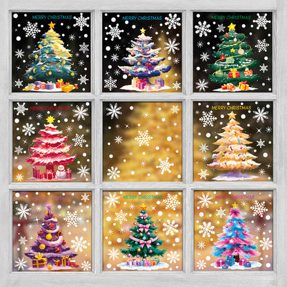 🎄 Christmas Stickers – Holiday Decorations with Christmas Tree, Snowman & Snowflake Window Clings 🎅 BQ(545-552) Kawaii Stickers
