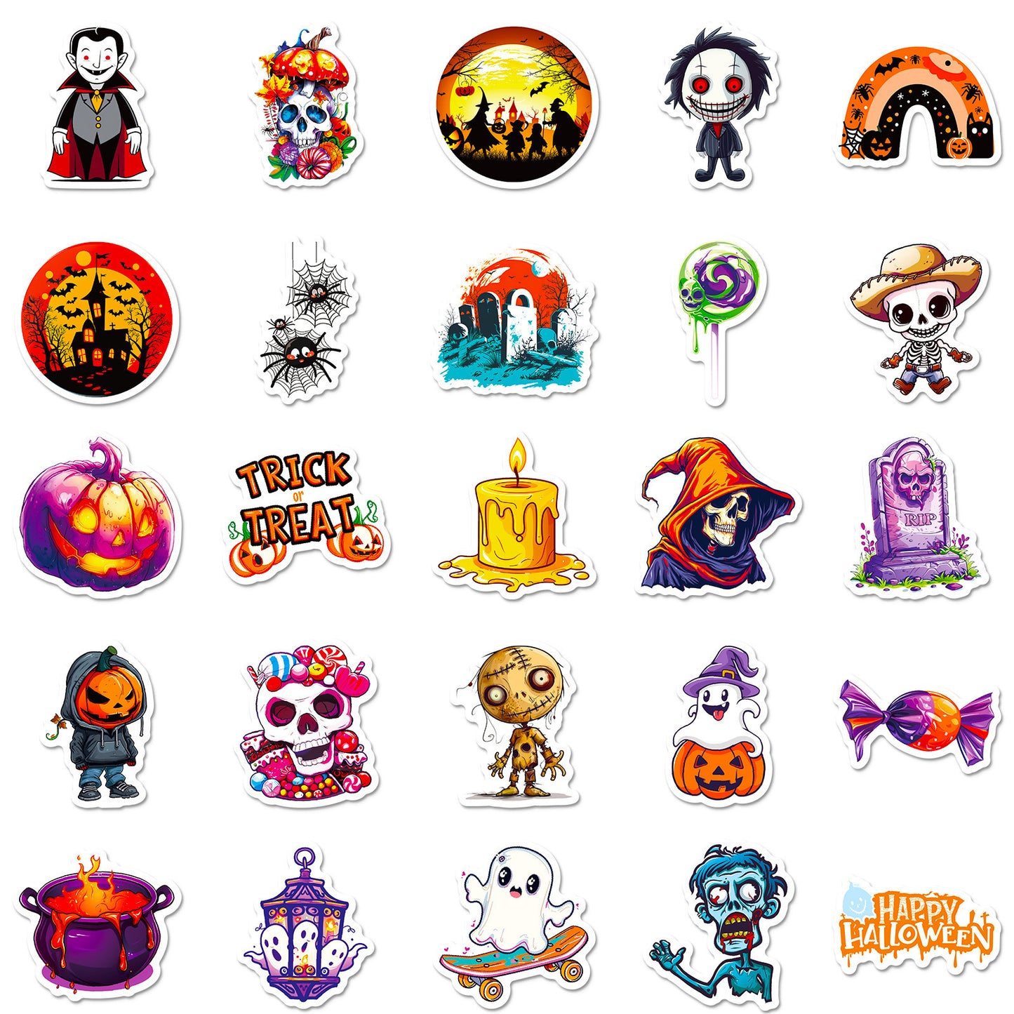 halloween stickers – Trick or Treat Ghost & Pumpkin DIY Decals 