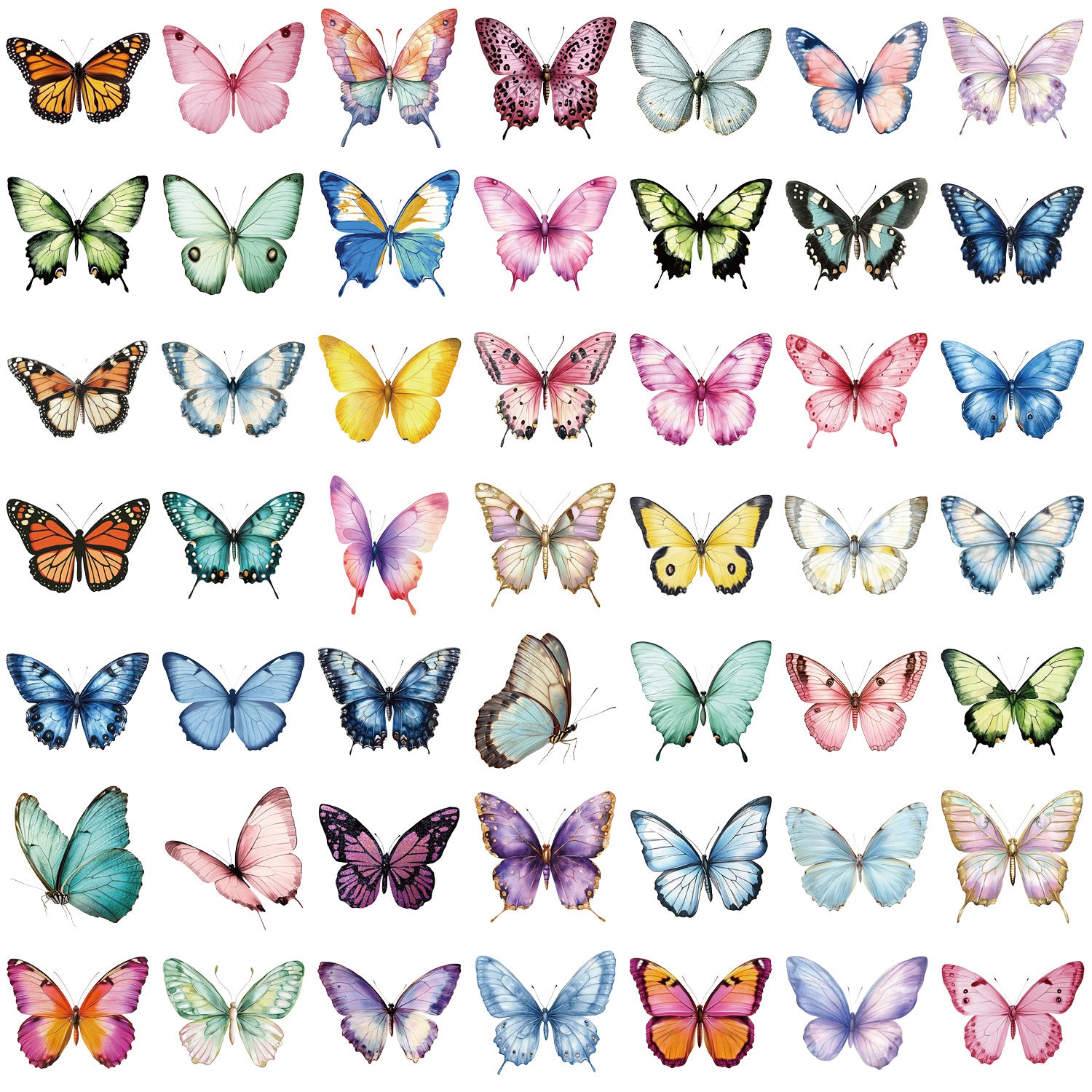 🦋 50 Pcs Transparent Butterfly Stickers Book Waterproof PET Insect Stickers for Water Bottles, Laptops, Journals, Guitars and Scrapbooking Kawaii Stickers
