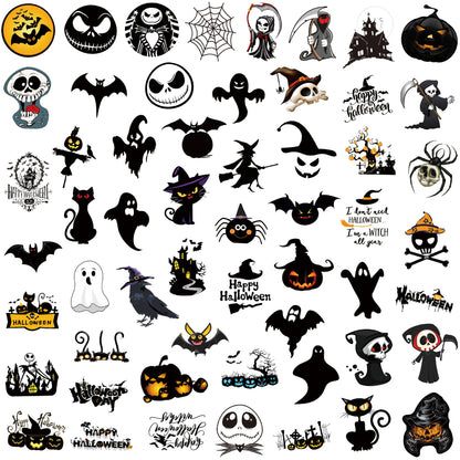 Halloween Stickers Black Ghost Graffiti Halloween Sticker Pack 50pcs