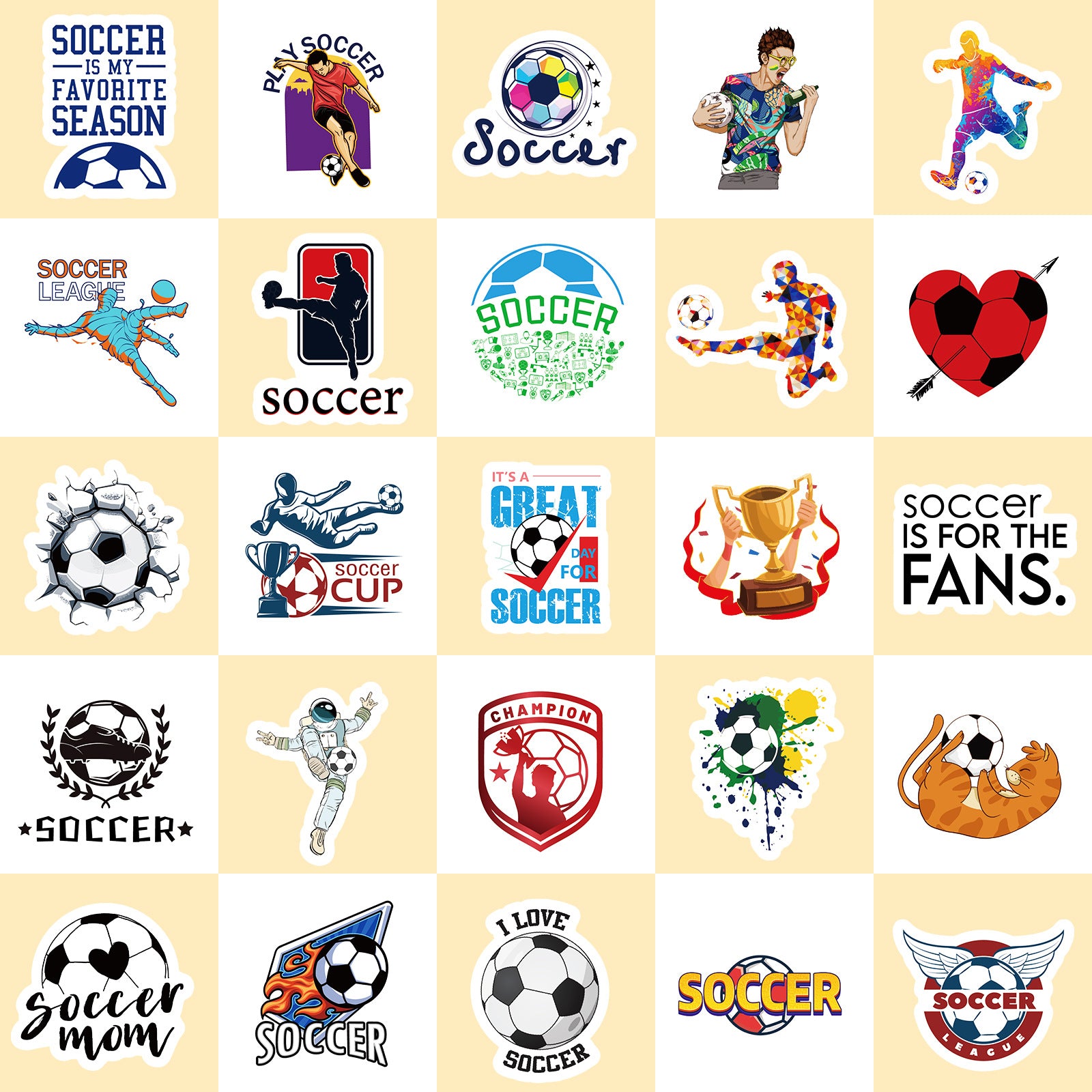 ⚽ 50PCS Football Stickers – Waterproof PVC World Cup Stars & Trophy Pack – Cool Stickers for Water Bottles, Laptops & iPhones Kawaii Stickers