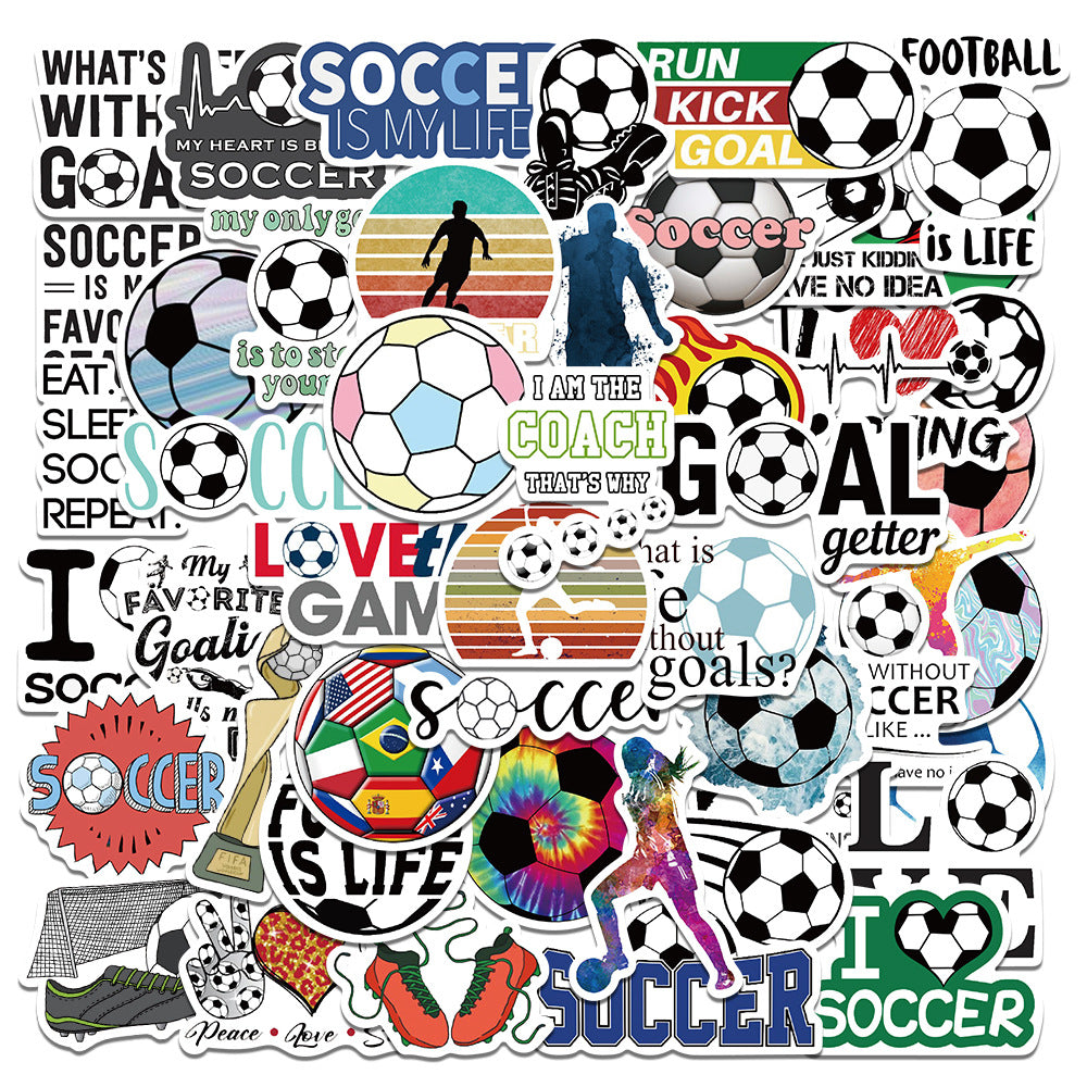 Football Stickers – 50Pcs Sport Designs – High-Definition Waterproof PVC – For Water Bottles, Laptops, Skateboards, Suitcases, Phones – Kawaii Stickers Football Stickers-Style1 Kawaii Stickers