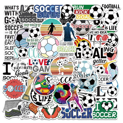 Football Stickers – 50Pcs Sport Designs – High-Definition Waterproof PVC – For Water Bottles, Laptops, Skateboards, Suitcases, Phones – Kawaii Stickers Football Stickers-Style1 Kawaii Stickers